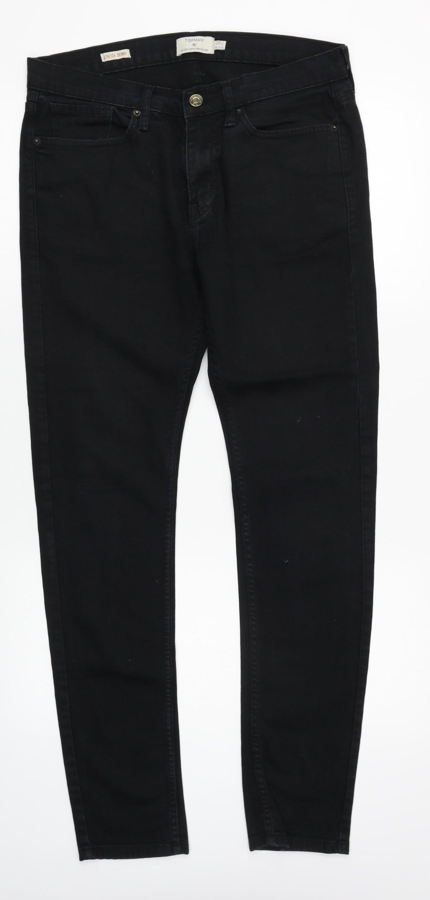 Topman Mens Black  Denim Skinny Jeans Size 32 L30 in