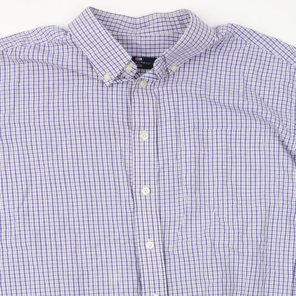 Blue Harbour Mens Blue Plaid   Button-Up Size XL