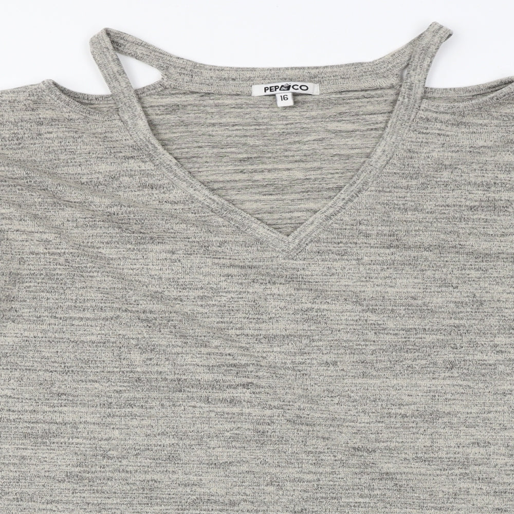 pep co Womens Grey  Knit Pullover Jumper Size 16  - shoulder straps