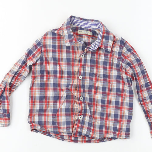 M&S Boys Blue Plaid  Basic Button-Up Size 2-3 Years