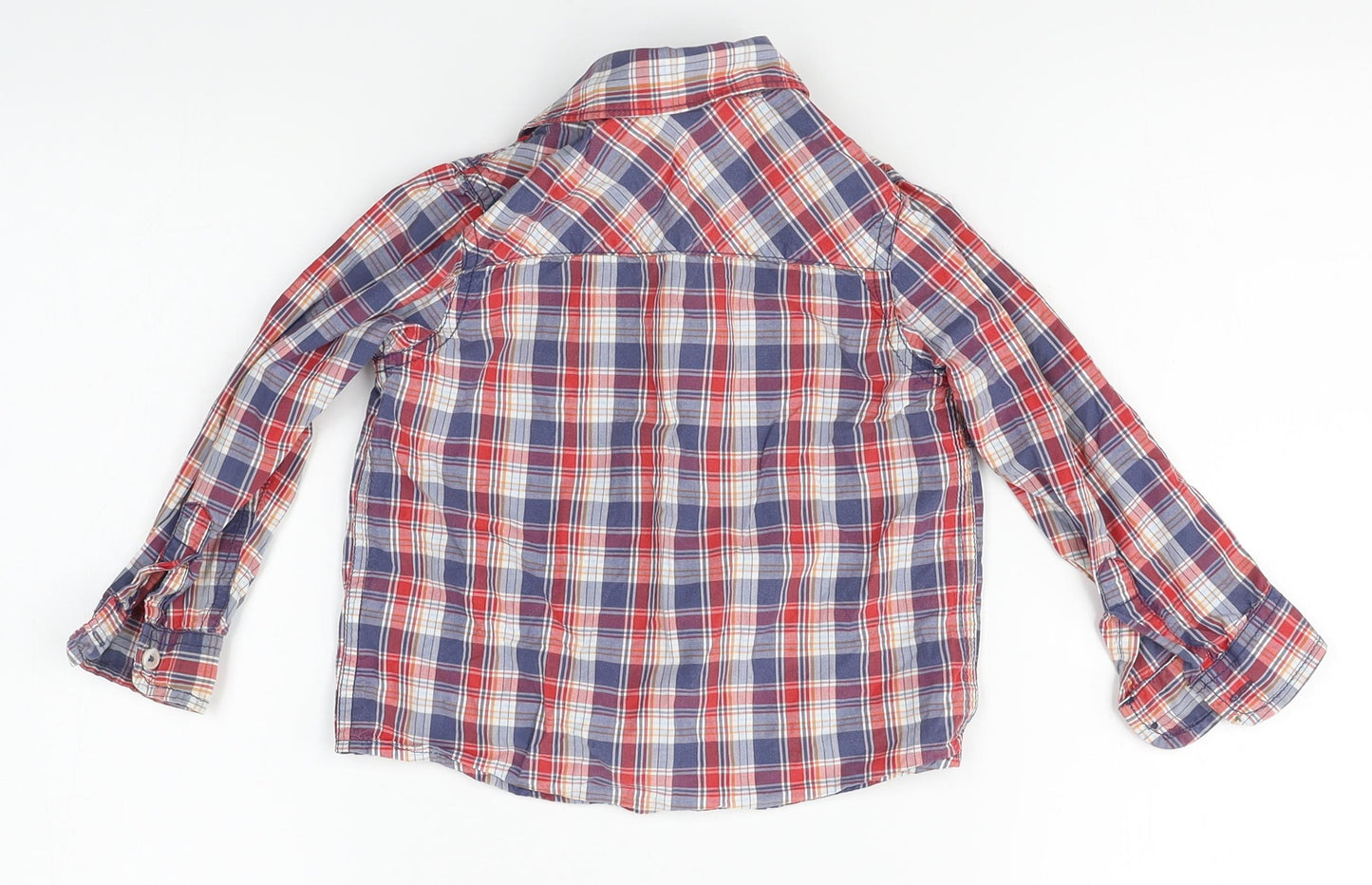 M&S Boys Blue Plaid  Basic Button-Up Size 2-3 Years