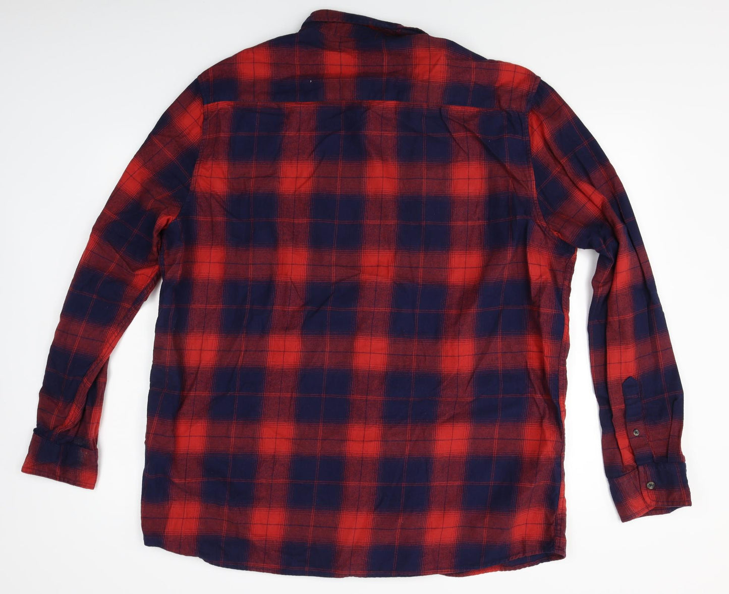 George Mens Red Plaid   Button-Up Size 2XL