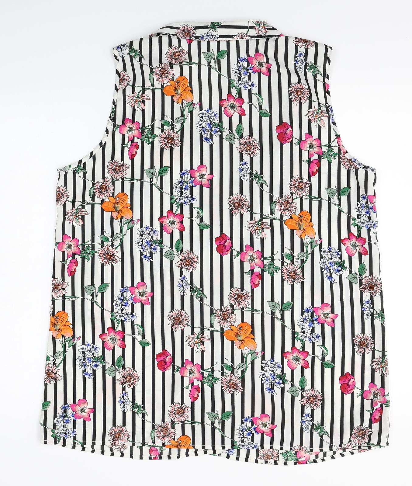 pep co Womens White Floral  Basic Button-Up Size 18