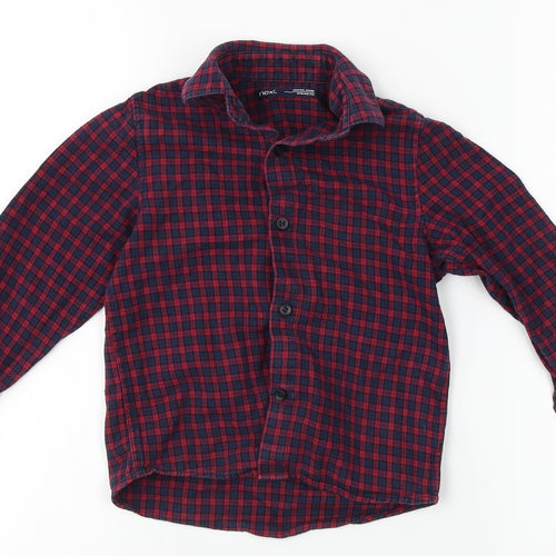 NEXT Boys Red Plaid  Basic Button-Up Size 4 Years