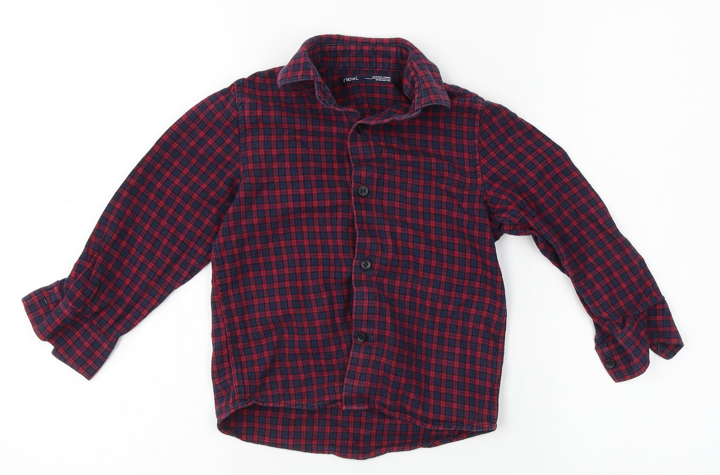 NEXT Boys Red Plaid  Basic Button-Up Size 4 Years