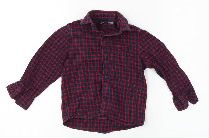 NEXT Boys Red Plaid  Basic Button-Up Size 4 Years