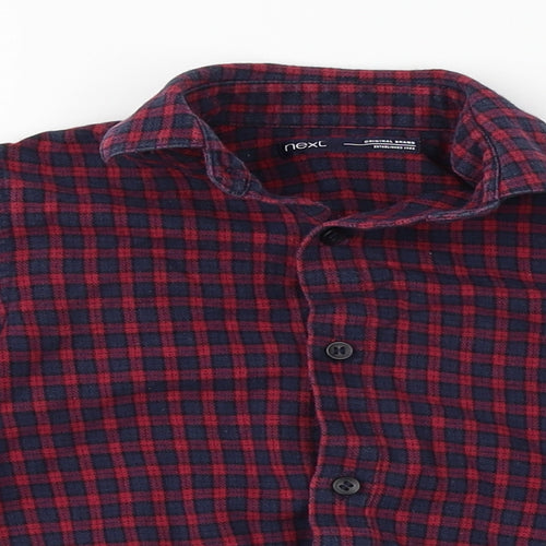 NEXT Boys Red Plaid  Basic Button-Up Size 4 Years