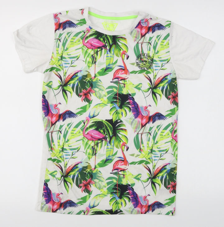 Matalan Boys Green Floral Basic T-Shirt Size 13 Years
