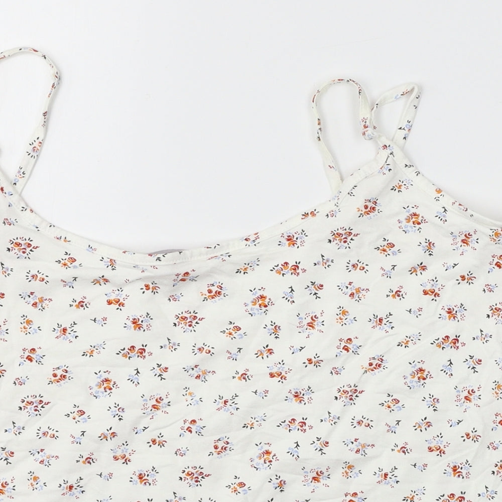 Per Una Womens White Floral  Basic Tank Size 16