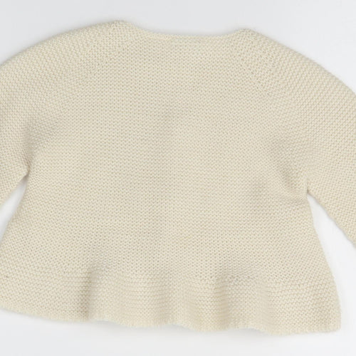 Zara Girls White  Knit Cardigan Jumper Size 12-18 Months