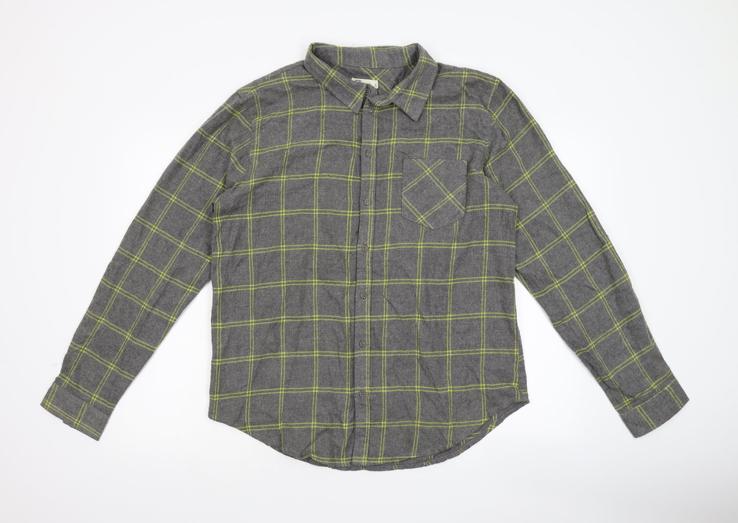 Another Influence Mens Grey Check   Button-Up Size L