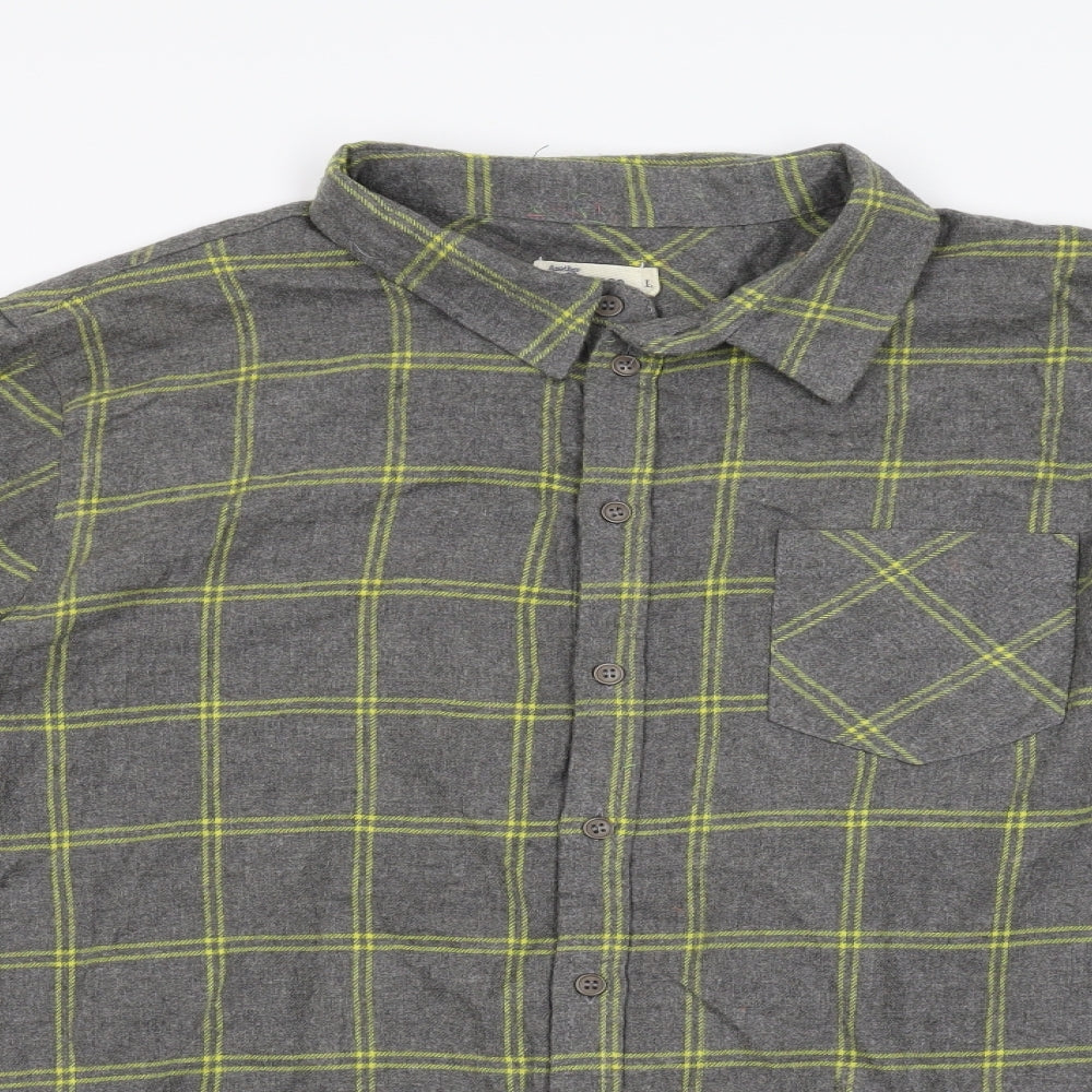 Another Influence Mens Grey Check   Button-Up Size L
