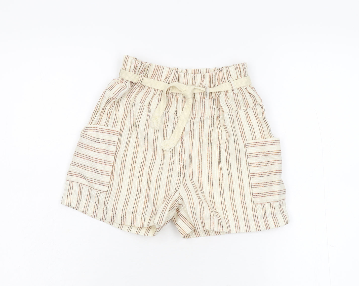 NEXT Girls Beige Striped  Bermuda Shorts Size 6 Years