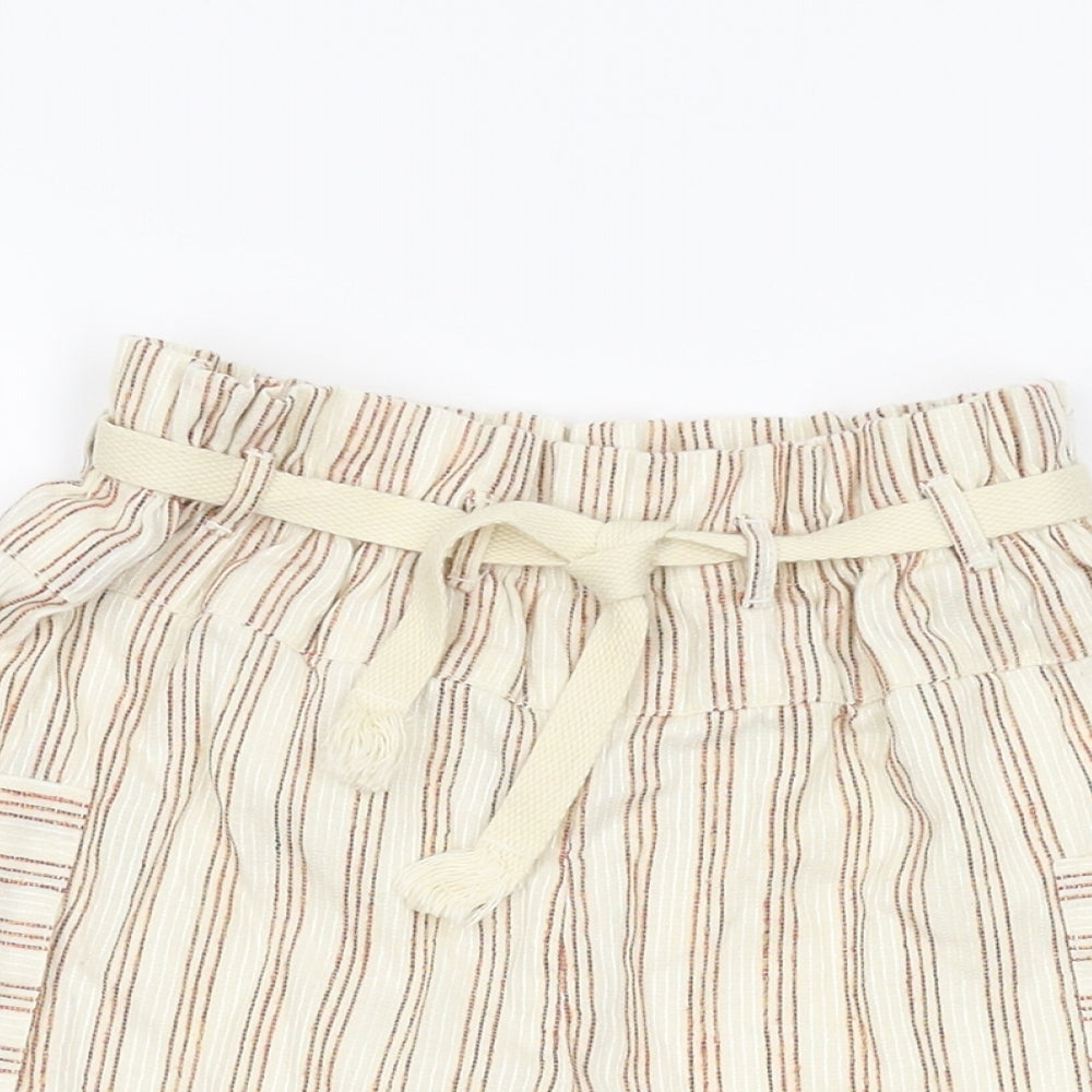 NEXT Girls Beige Striped  Bermuda Shorts Size 6 Years