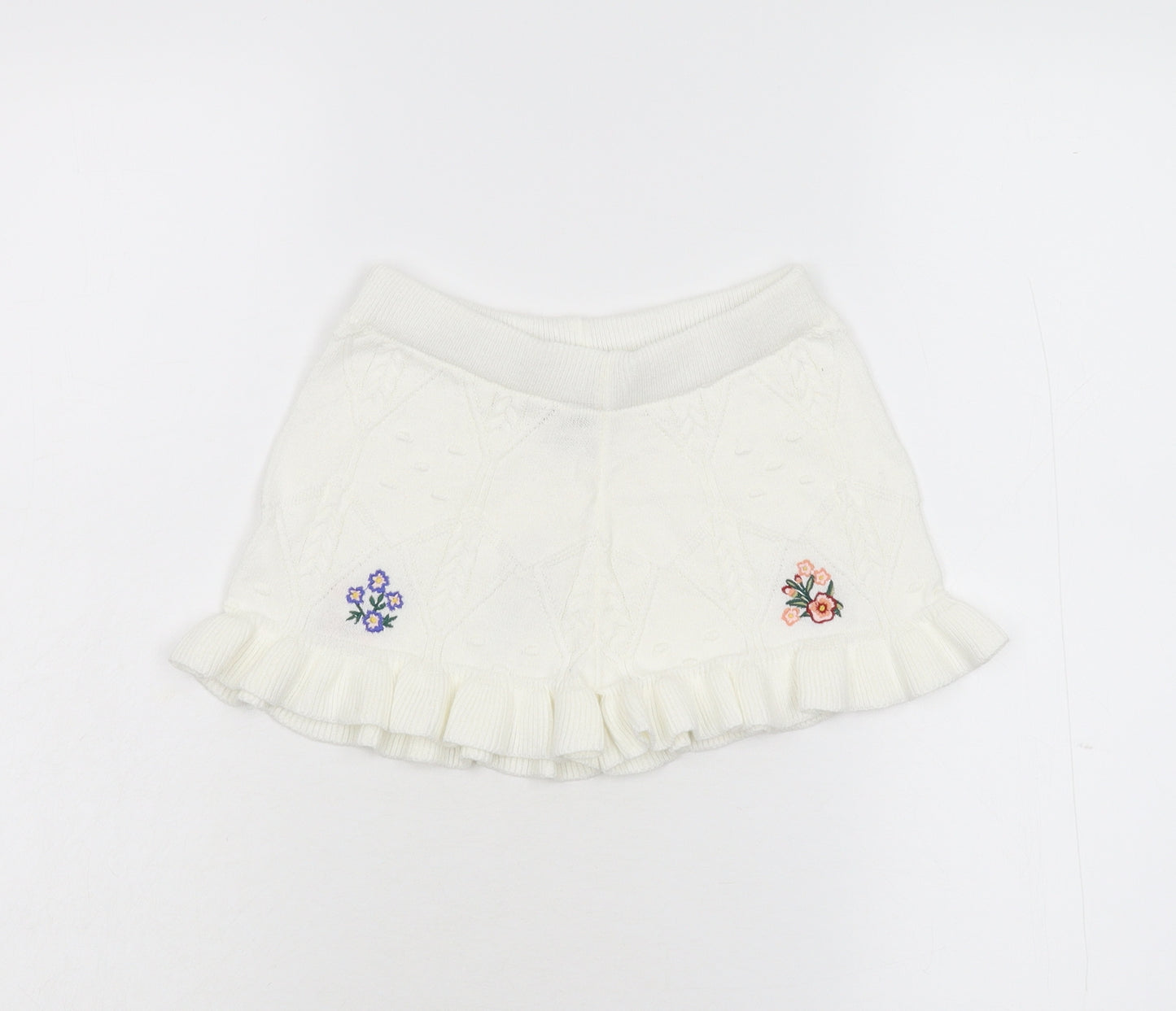 River Island Girls Ivory  Knit Mom Shorts Size 2-3 Years