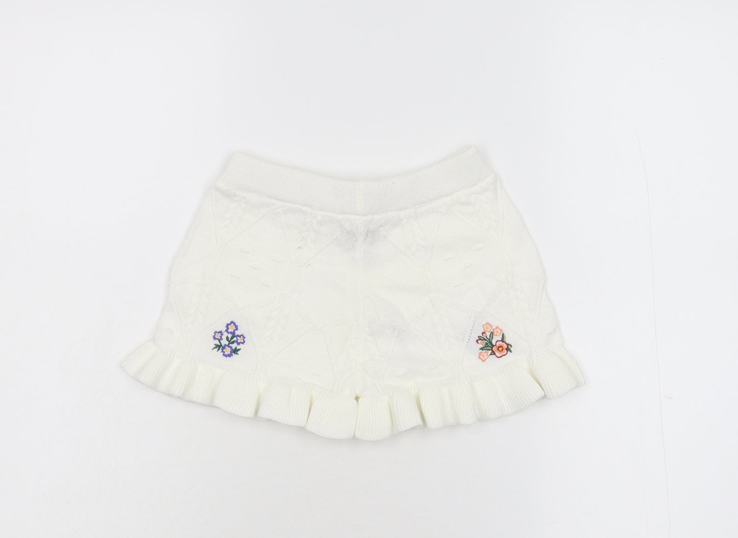 River Island Girls Ivory  Knit Mom Shorts Size 2-3 Years