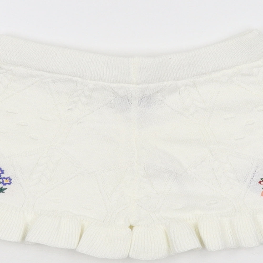 River Island Girls Ivory  Knit Mom Shorts Size 2-3 Years