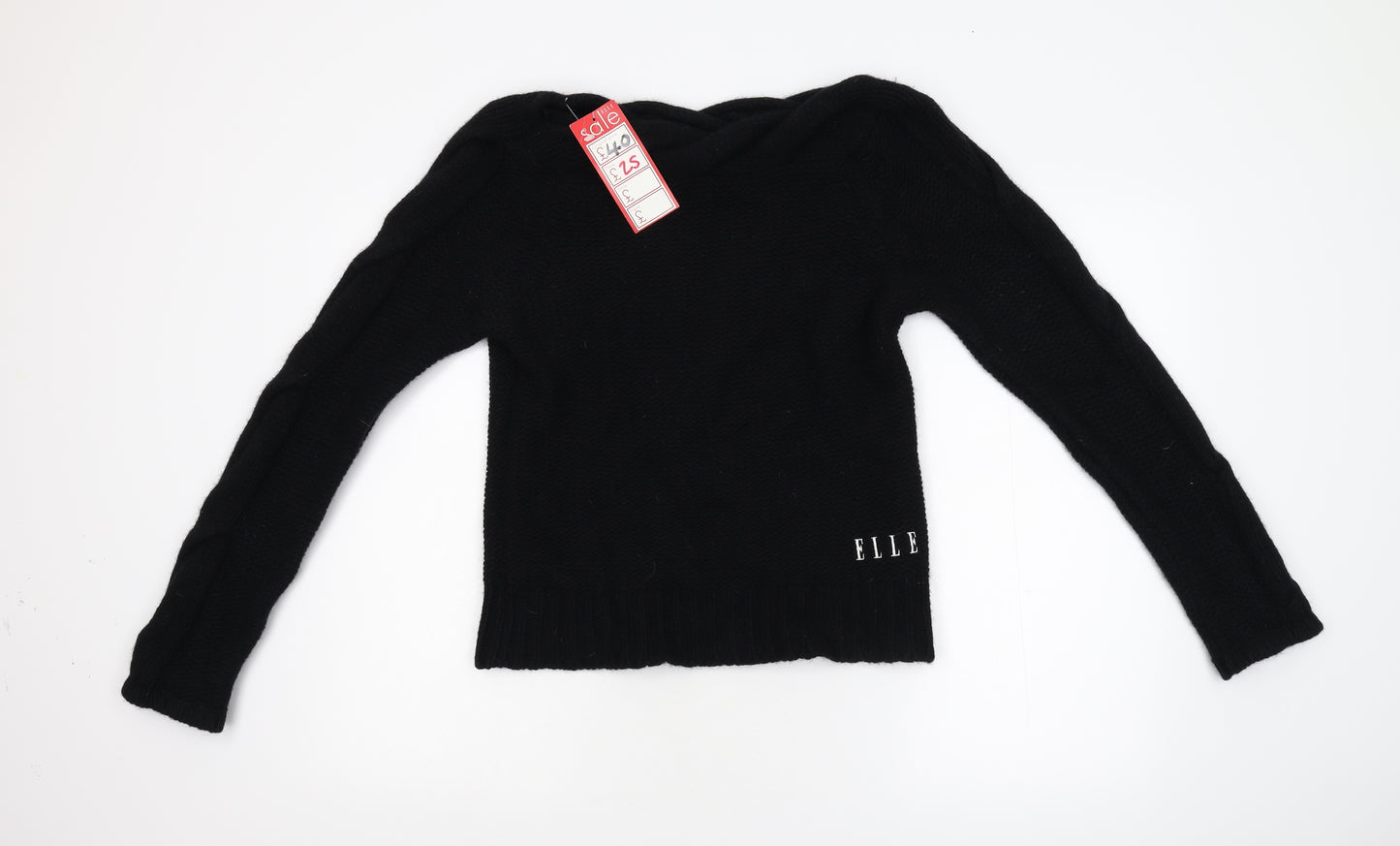 ELLE Womens Black  Knit Pullover Jumper Size 14