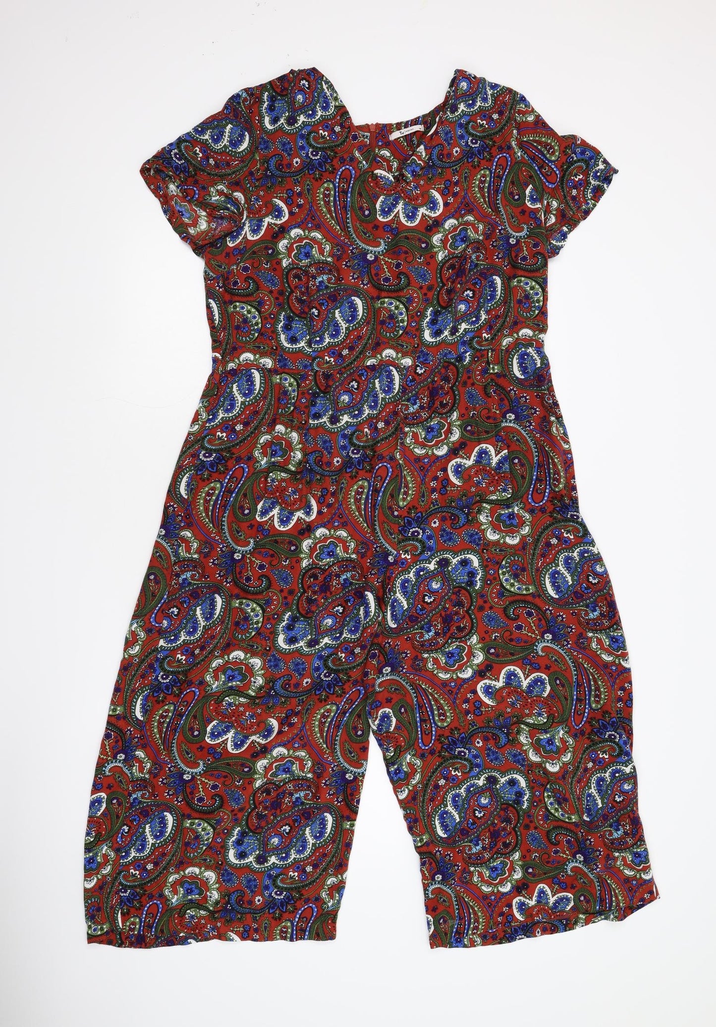TU Womens Multicoloured Paisley Flannel Jumpsuit One-Piece Size 14
