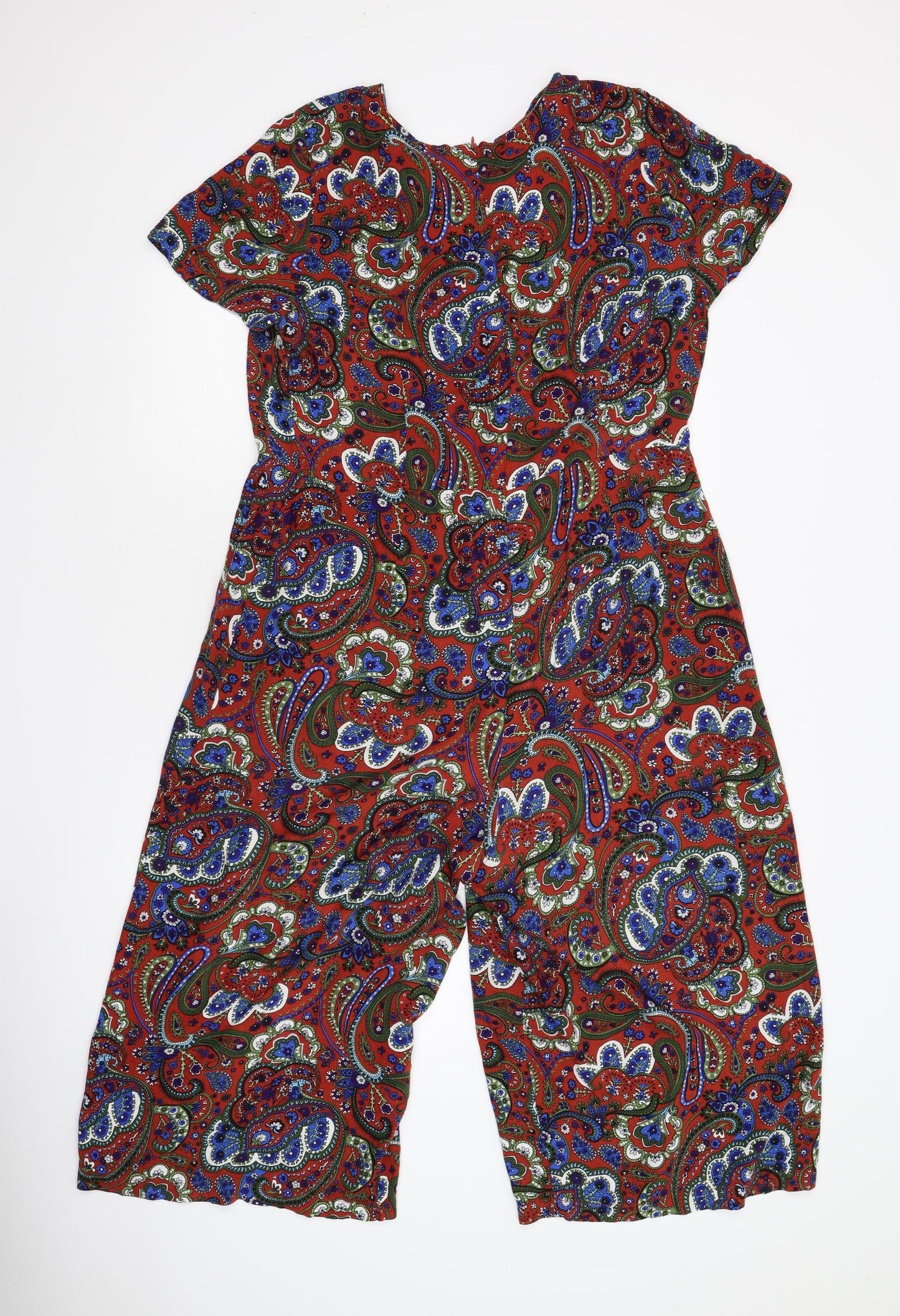 TU Womens Multicoloured Paisley Flannel Jumpsuit One-Piece Size 14