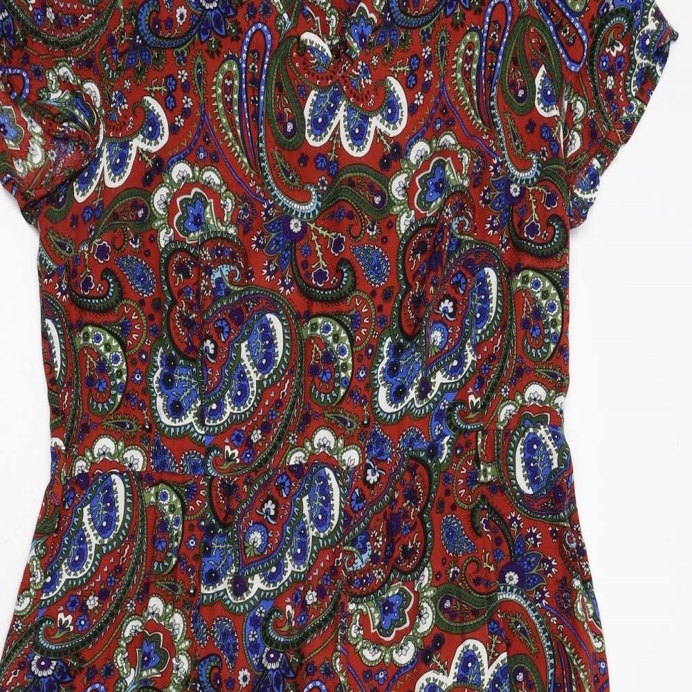 TU Womens Multicoloured Paisley Flannel Jumpsuit One-Piece Size 14