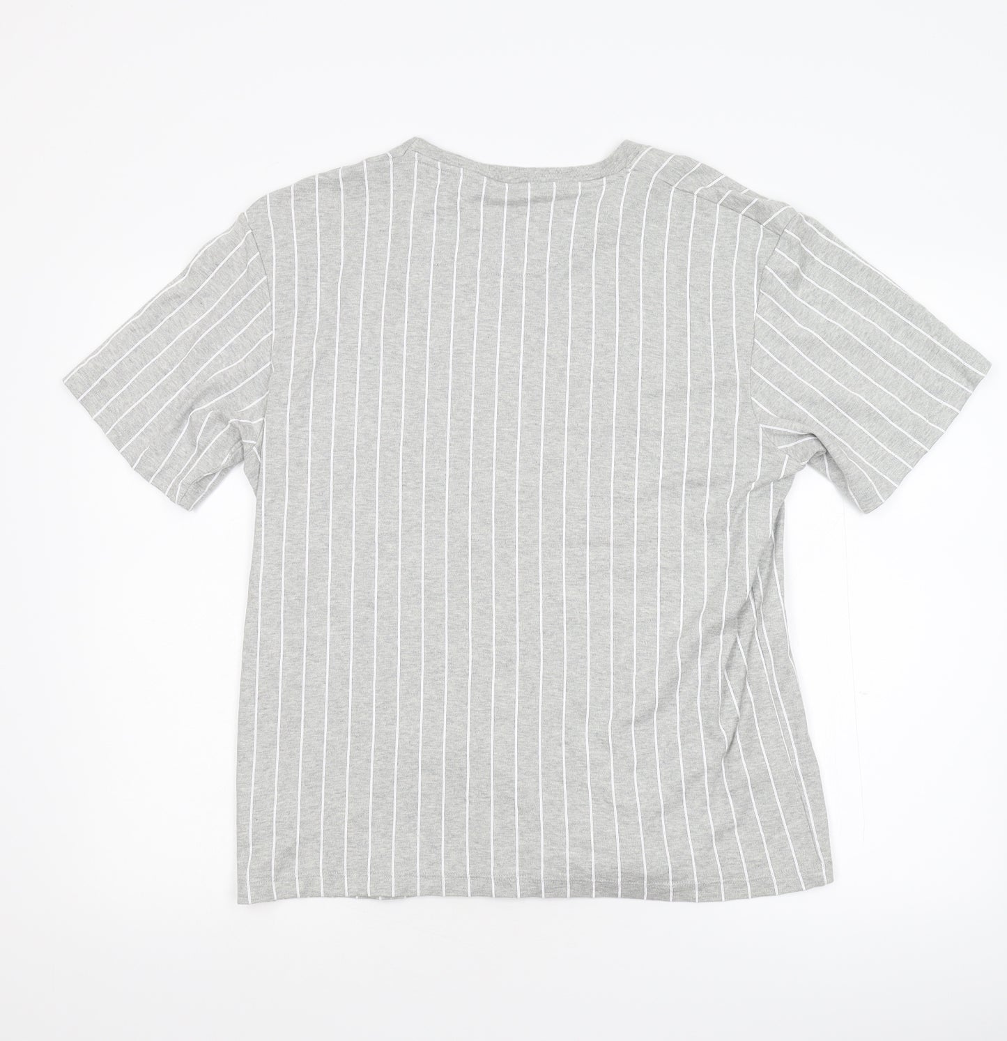 Zara Mens Grey Striped   T-Shirt Size M