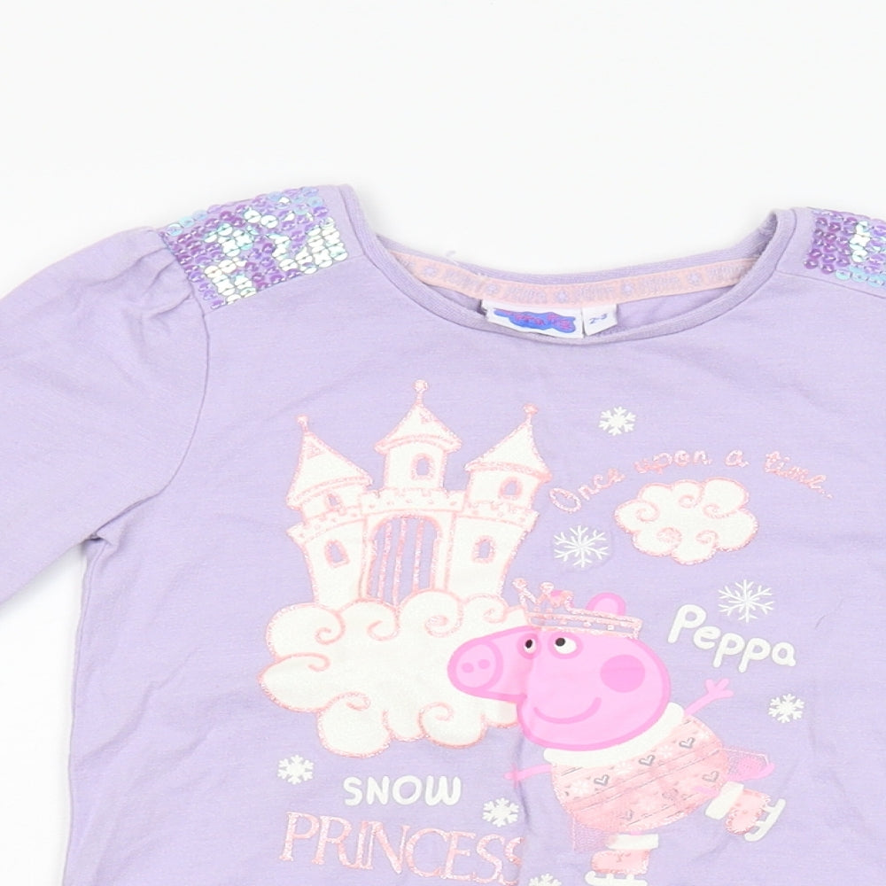 Preworn Girls Purple   Basic T-Shirt Size 2-3 Years