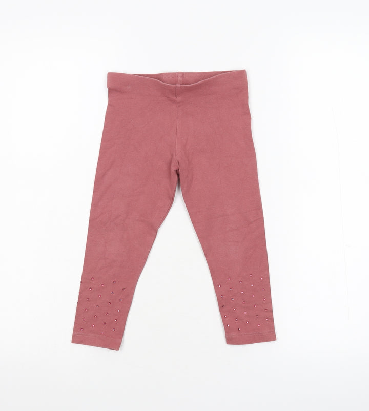 NEXT Girls Pink Capri Trousers Size 5 Years - Embellished