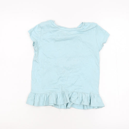 George Girls Blue   Basic T-Shirt Size 6-7 Years  - Unicorn