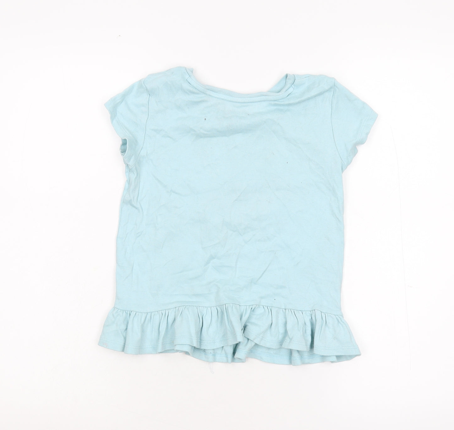 George Girls Blue   Basic T-Shirt Size 6-7 Years  - Unicorn