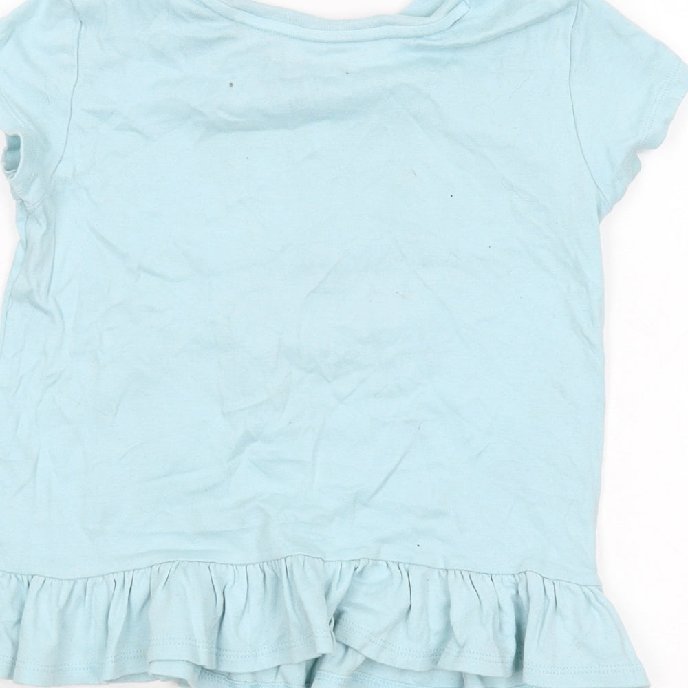 George Girls Blue   Basic T-Shirt Size 6-7 Years  - Unicorn