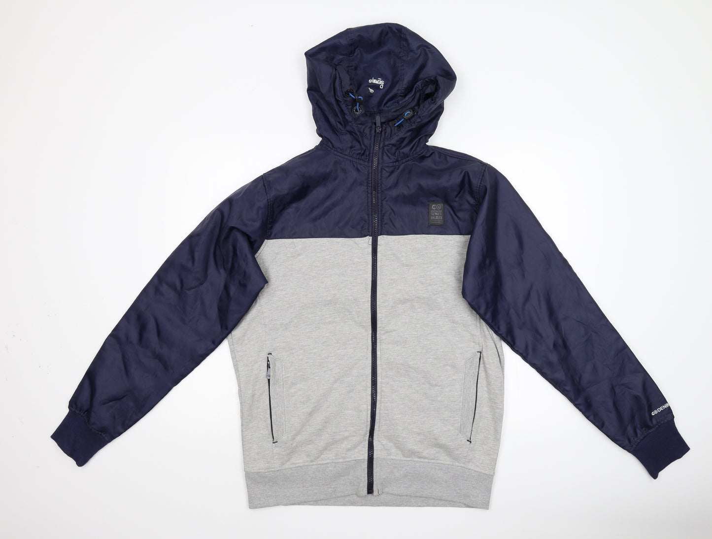 Centered Mens Blue   Full Zip Hoodie Size L