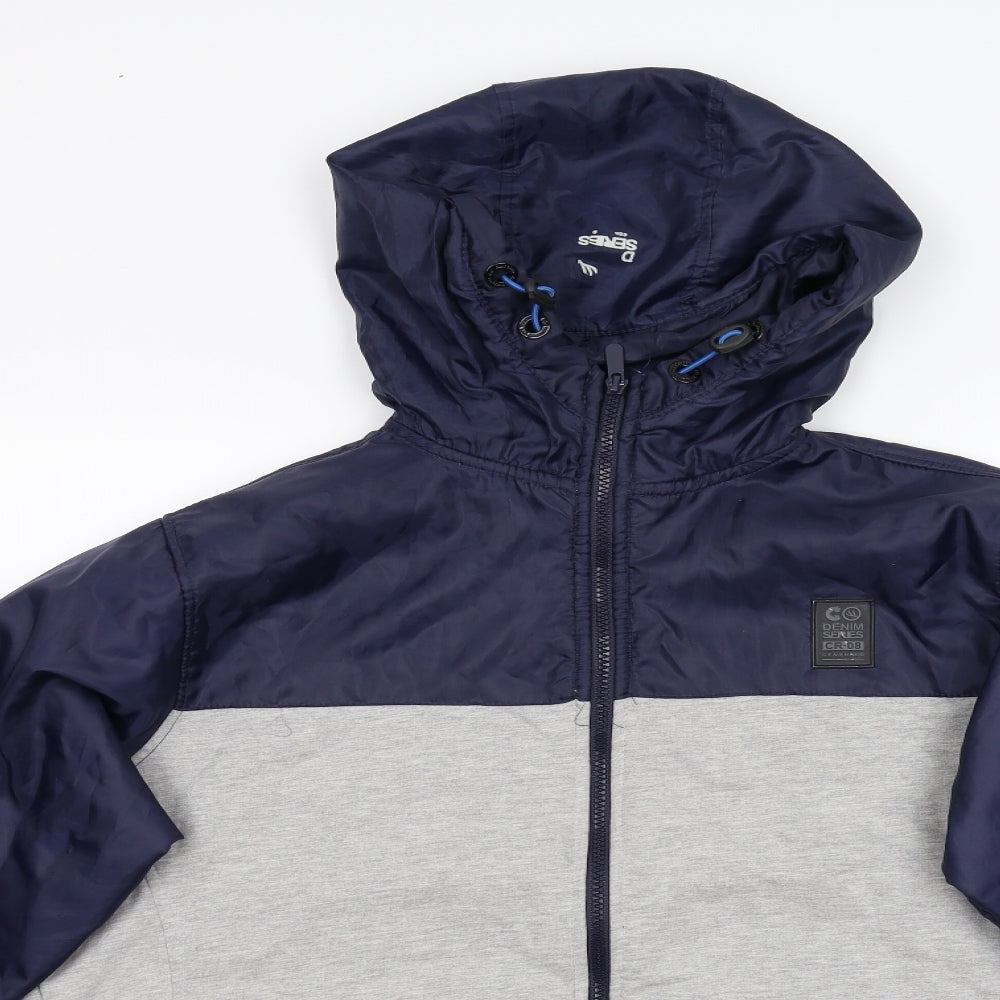 Centered Mens Blue   Full Zip Hoodie Size L