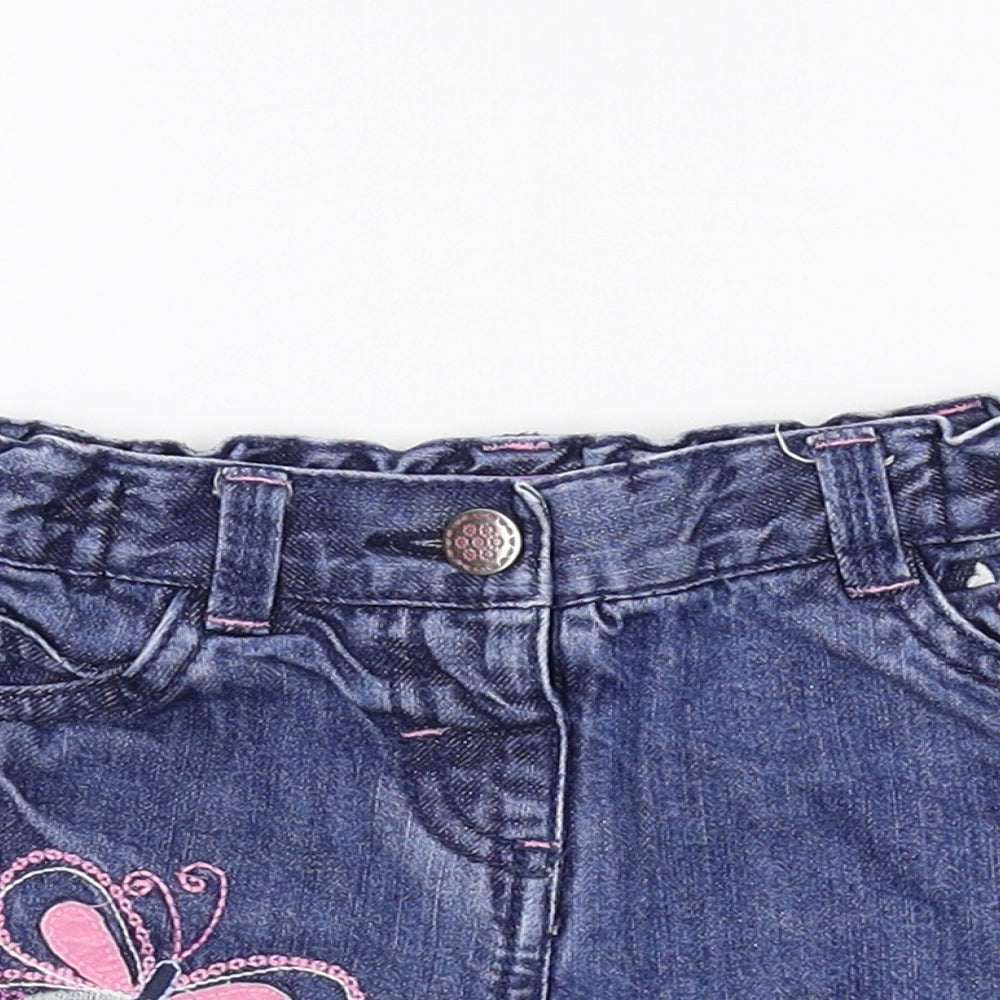 F&F Girls Blue  Denim Cropped Trousers Size 18-24 Months  - Butterfly Shorts