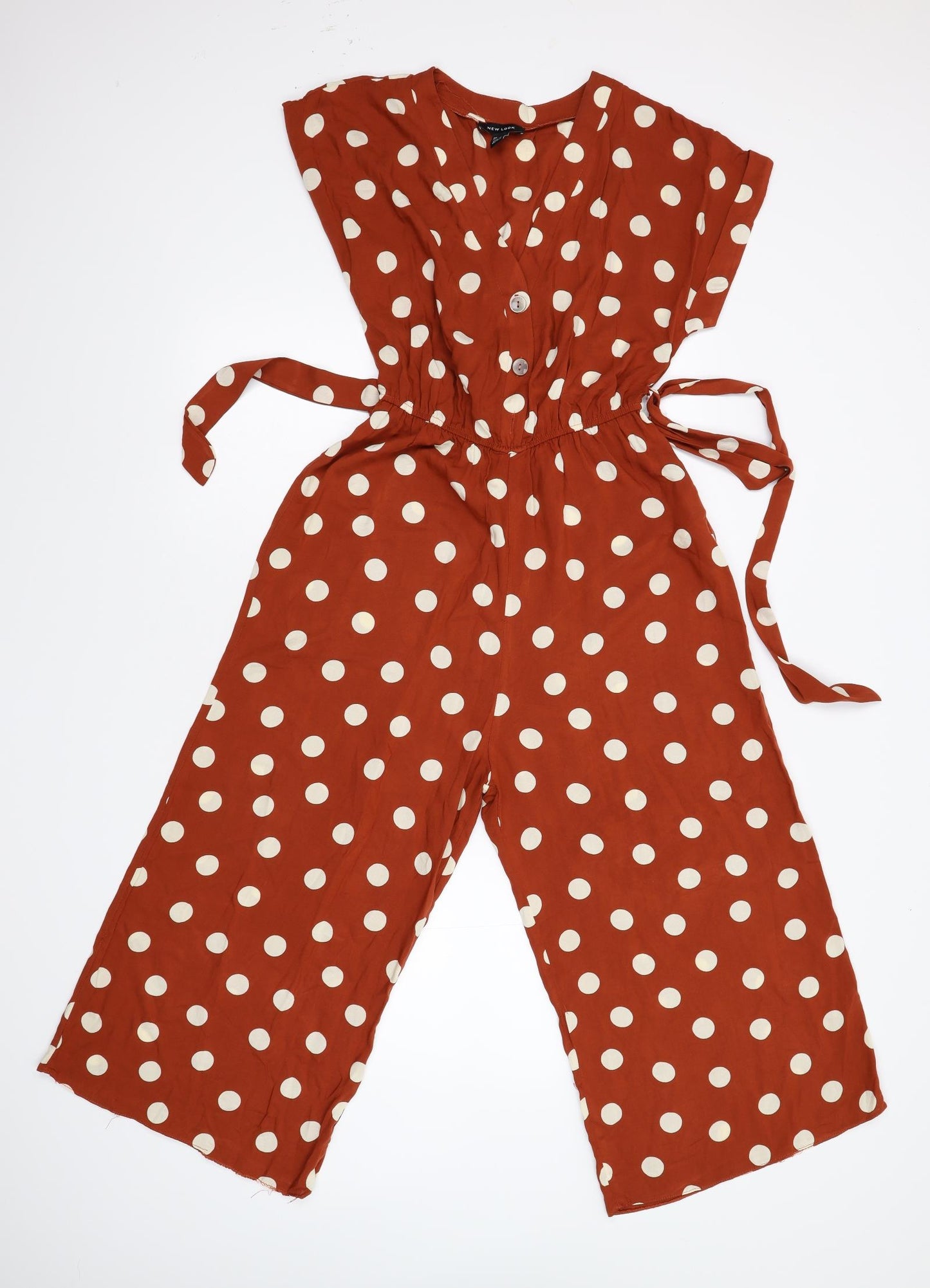 New Look Womens Orange Polka Dot  Jumpsuit One-Piece Size 10