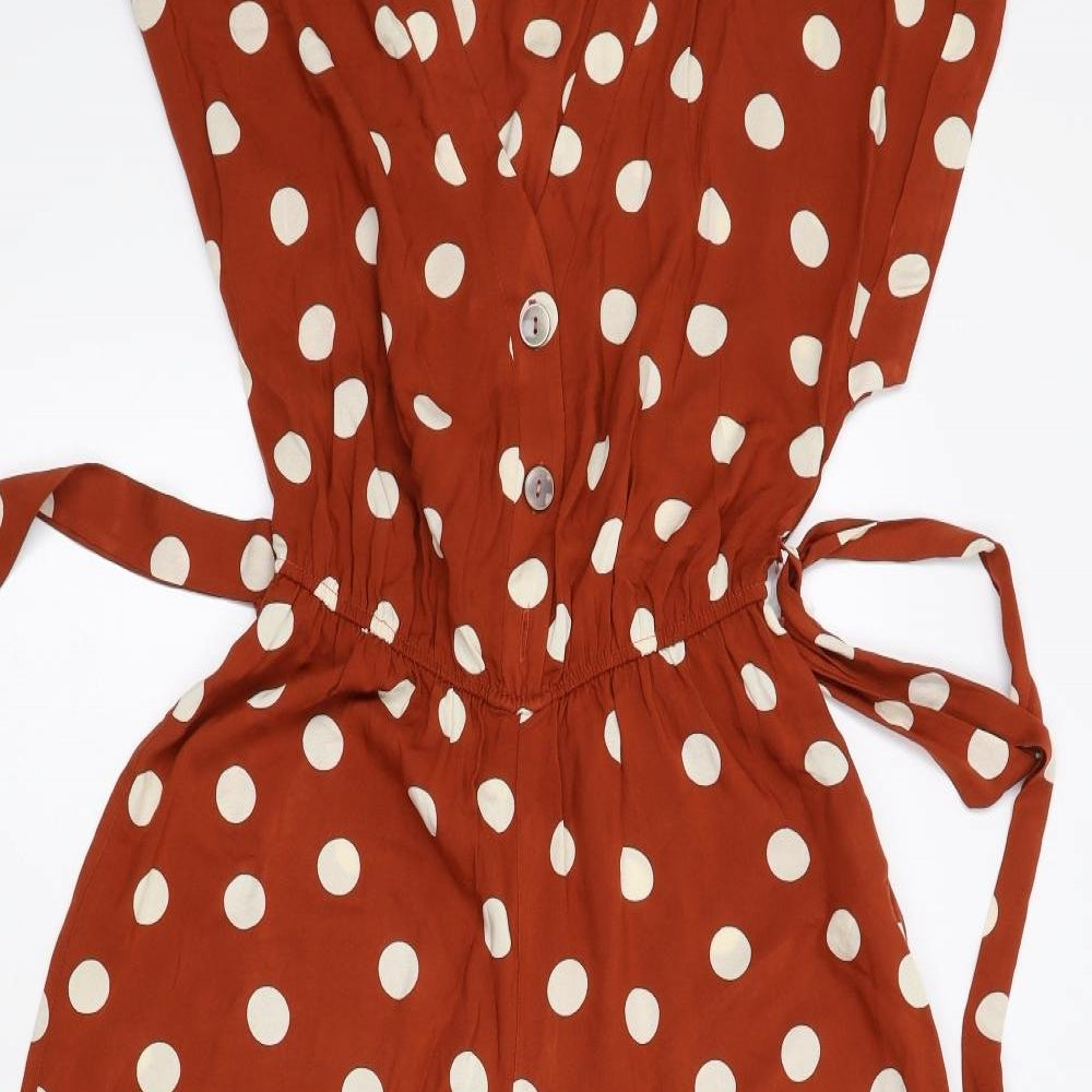 New Look Womens Orange Polka Dot  Jumpsuit One-Piece Size 10
