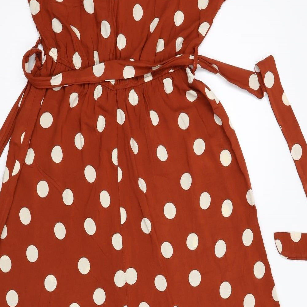 New Look Womens Orange Polka Dot  Jumpsuit One-Piece Size 10