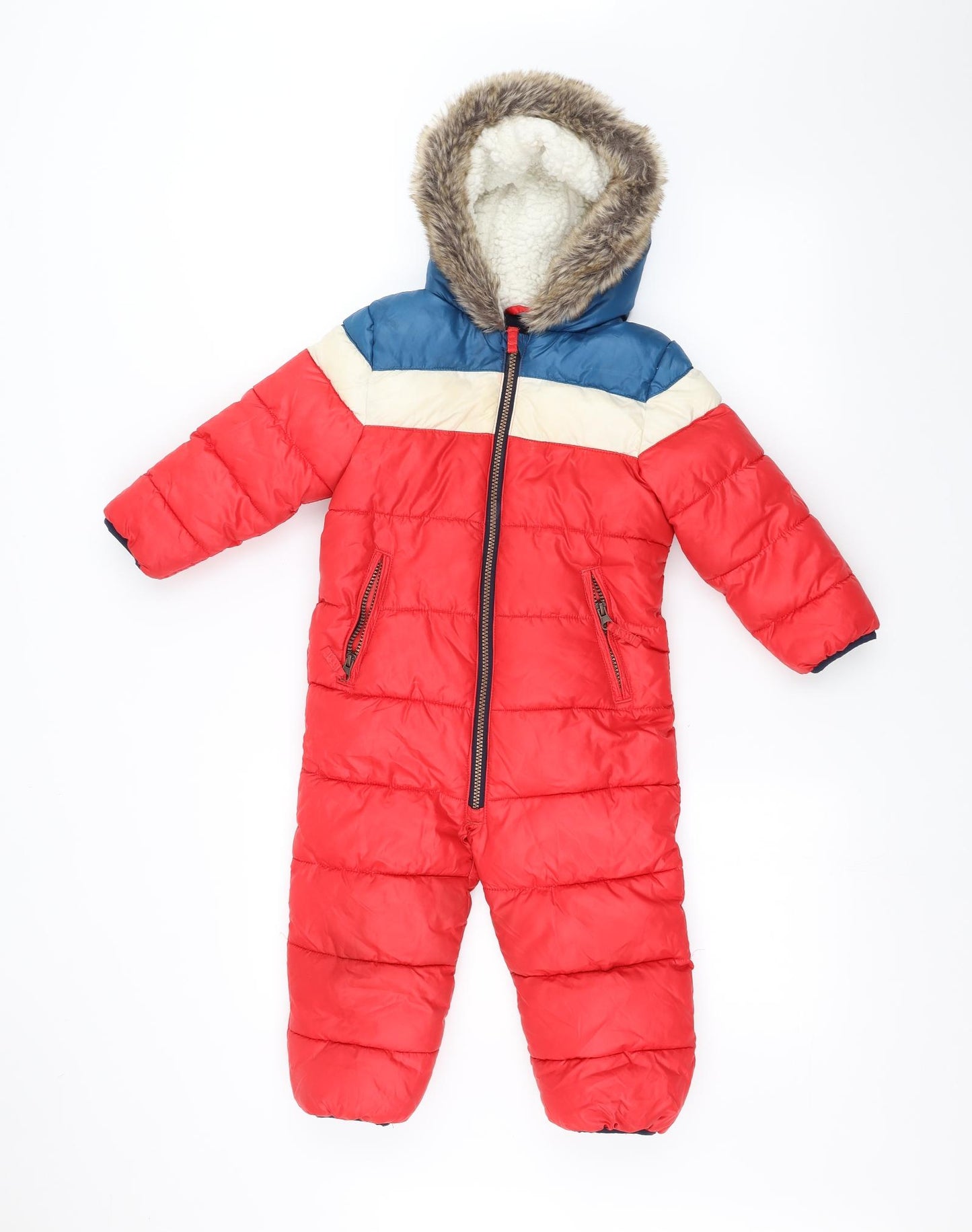NEXT Girls Red   Puffer Jacket Snowsuit Size 2-3 Years