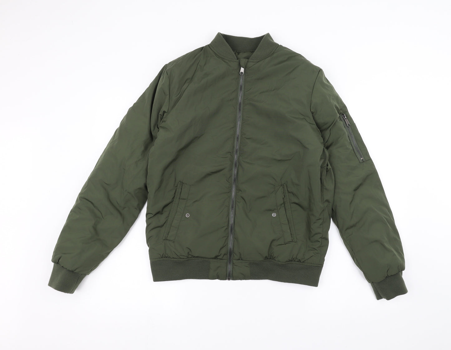 Preworn Boys Green   Bomber Jacket Jacket Size 14 Years