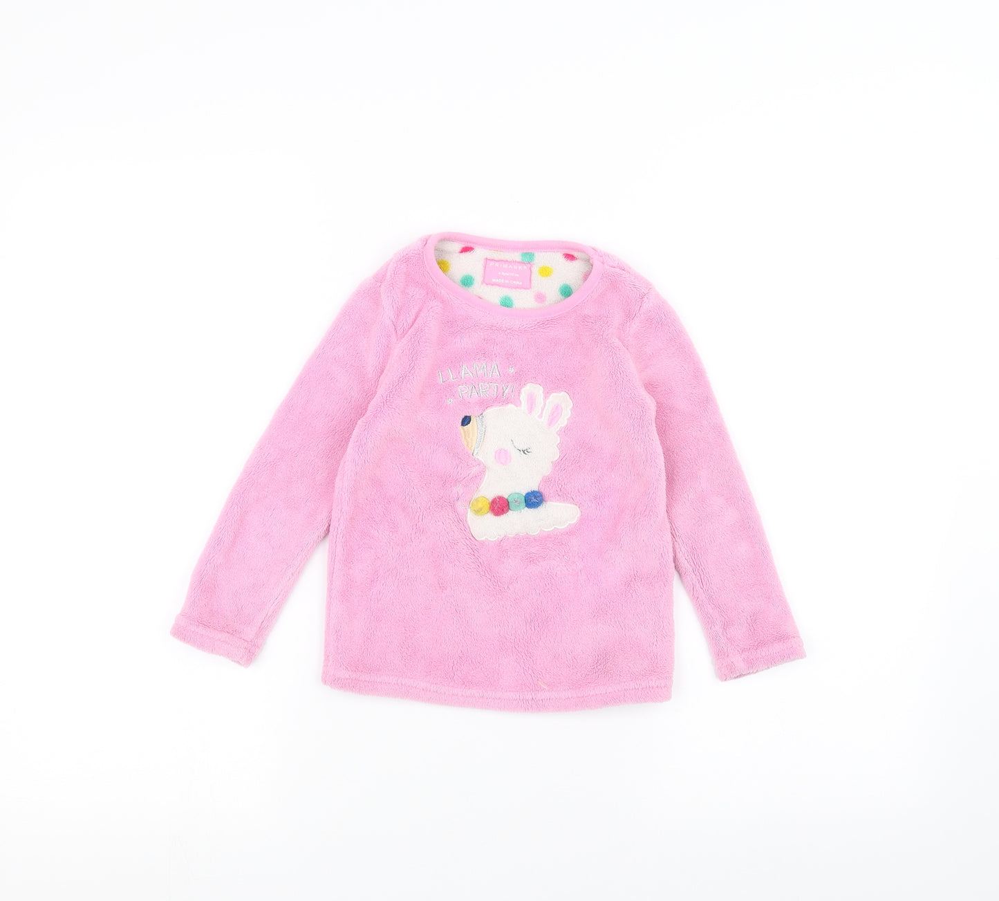 Primark Girls Pink   Pullover Jumper Size 4-5 Years  - llama