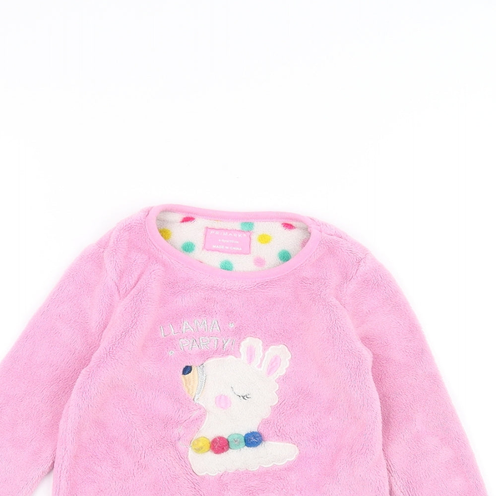Primark Girls Pink   Pullover Jumper Size 4-5 Years  - llama