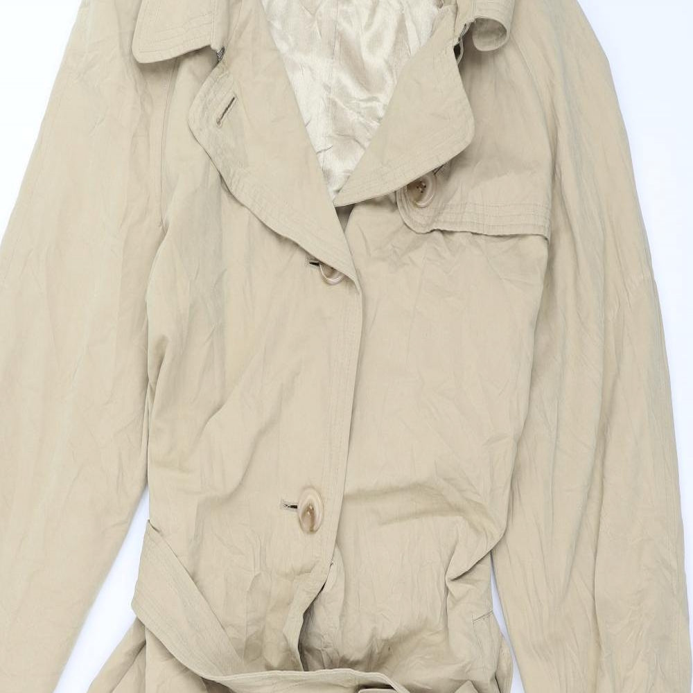 John Lewis Womens Beige   Overcoat Coat Size 14  - Belted