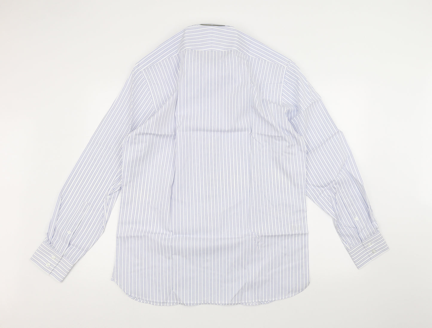 Marks and Spencer Mens White Striped   Dress Shirt Size 16
