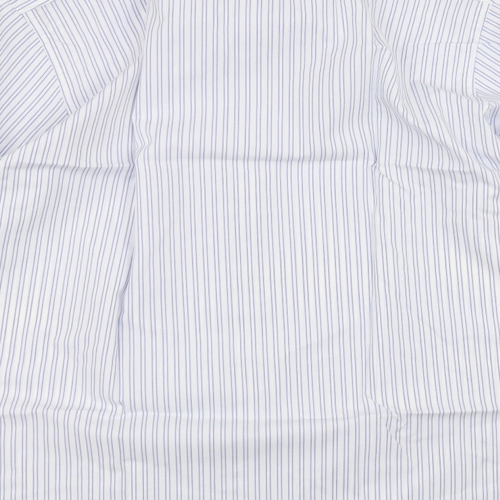 Marks and Spencer Mens White Striped   Dress Shirt Size 16