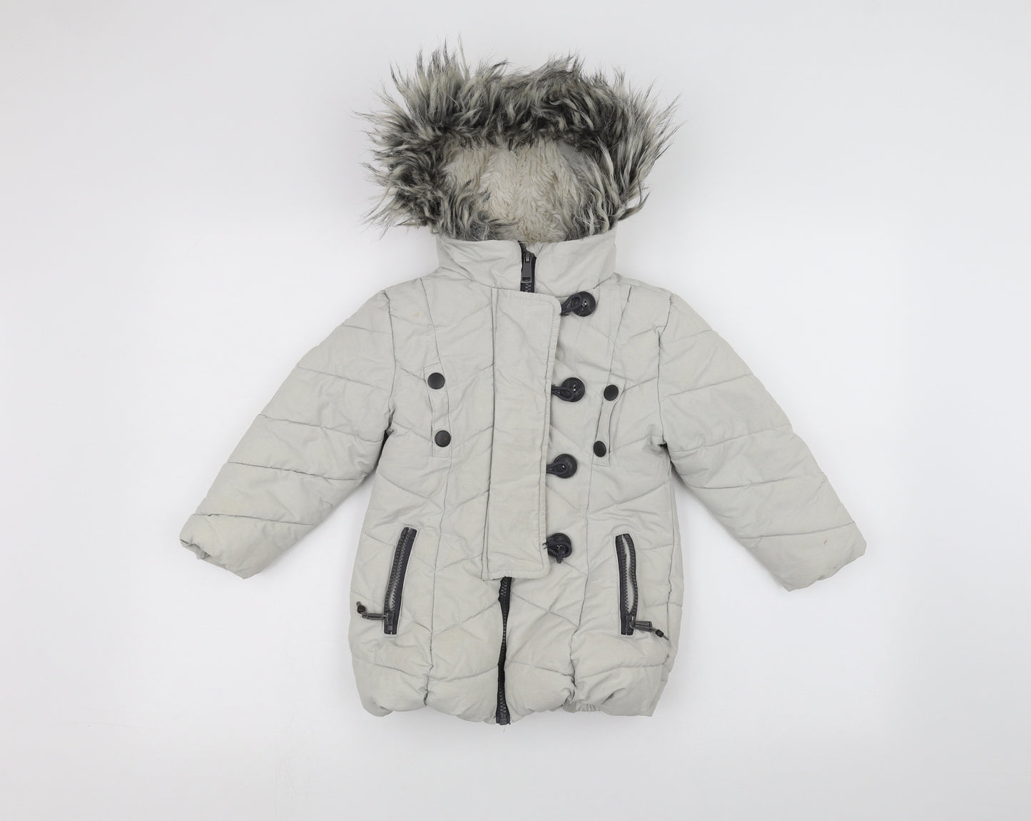 NEXT Girls White   Parka Coat Size 3 Years