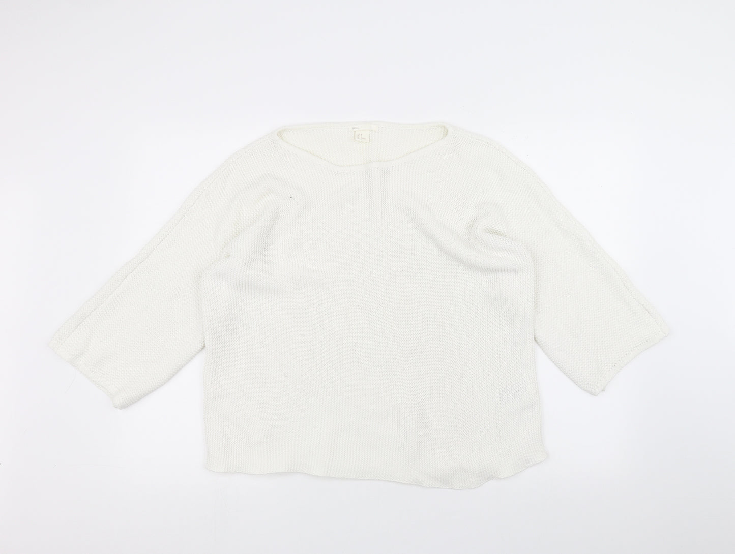 H&M Womens White  Knit Pullover Jumper Size M