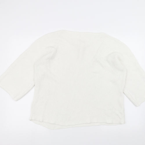 H&M Womens White  Knit Pullover Jumper Size M