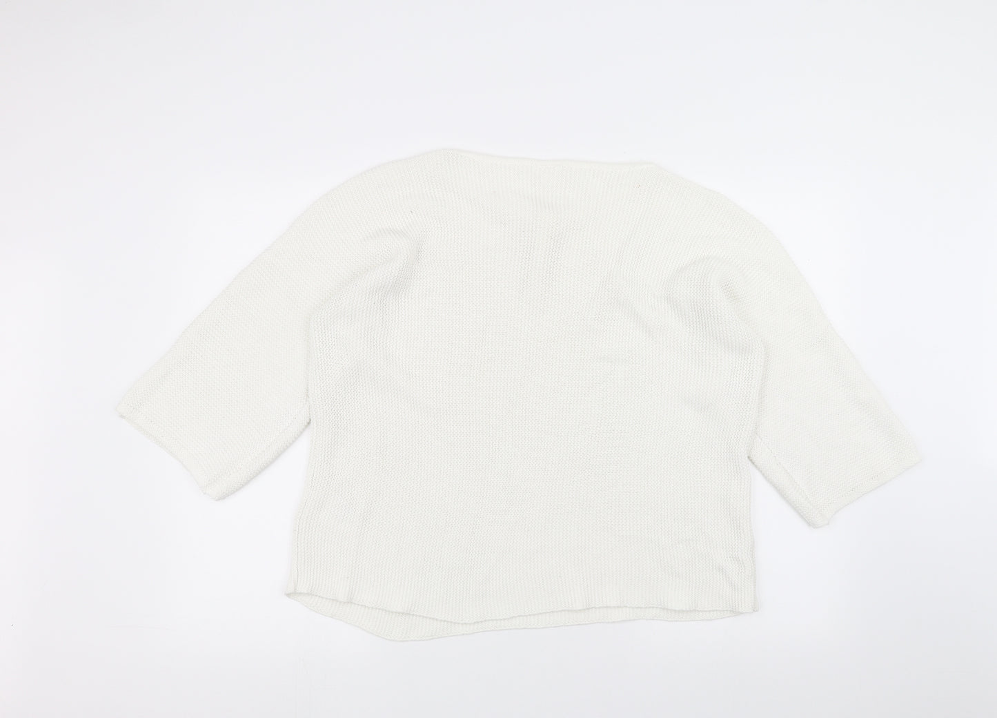 H&M Womens White  Knit Pullover Jumper Size M