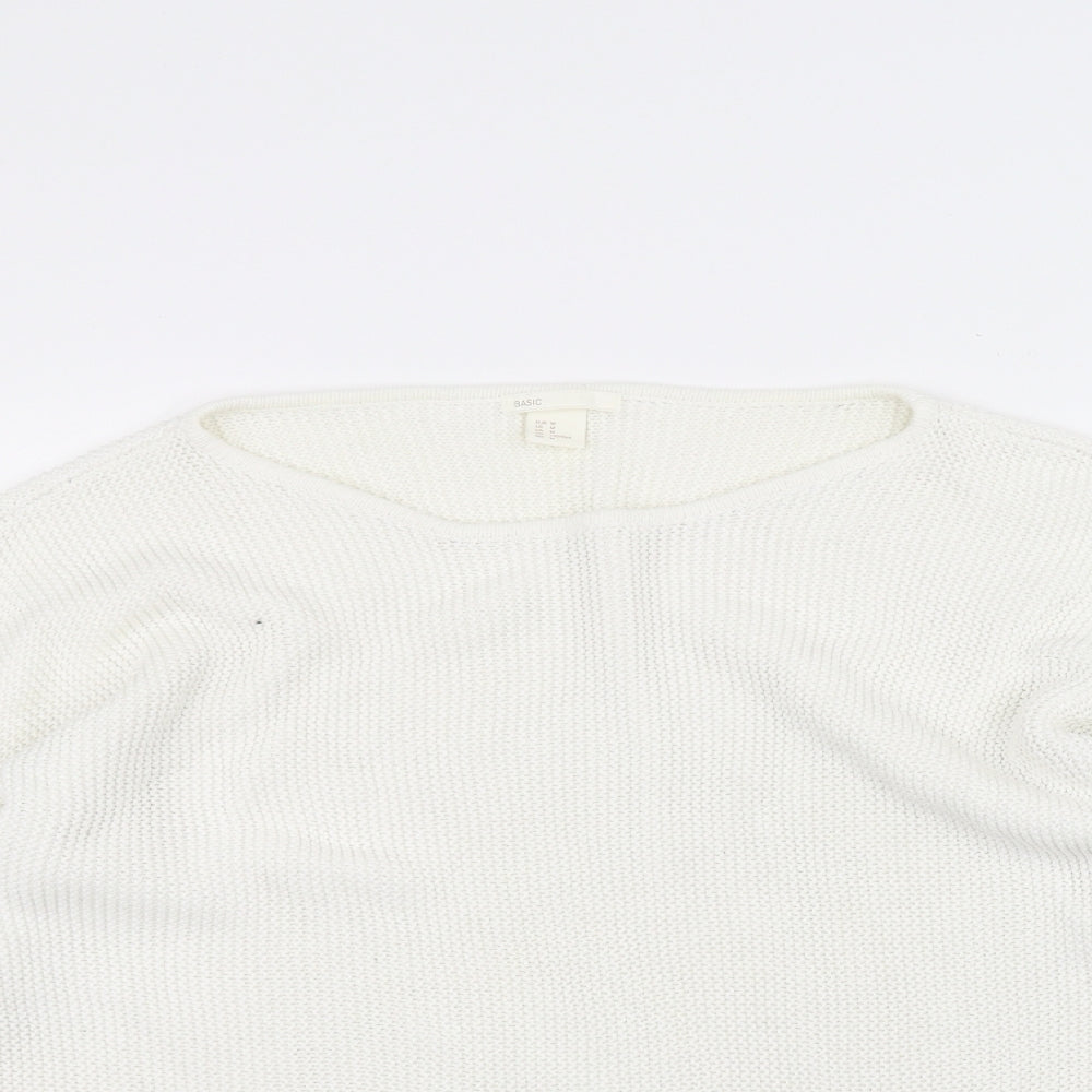 H&M Womens White  Knit Pullover Jumper Size M