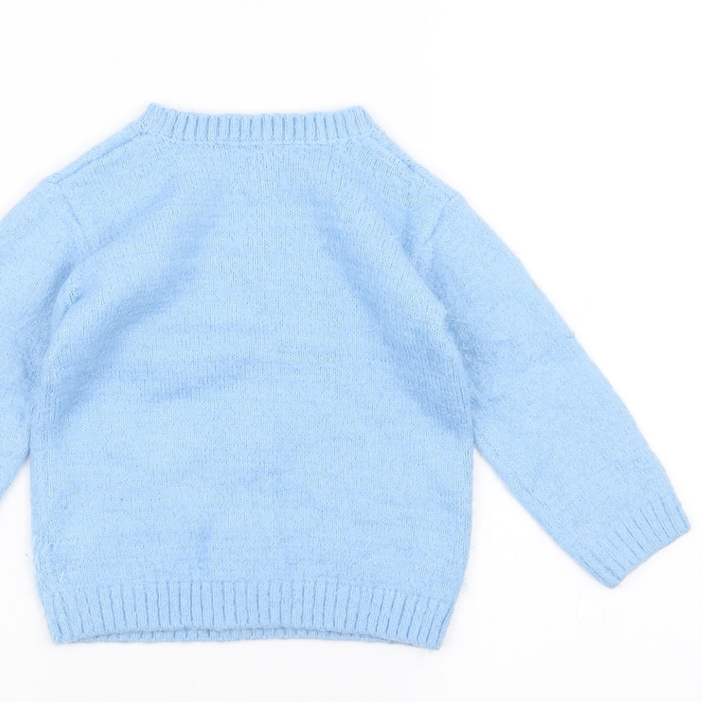 Matalan Girls Blue  Knit Pullover Jumper Size 3-4 Years  - Swan